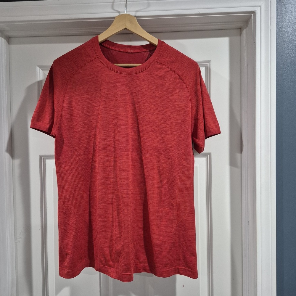 Lululemon Shirt Mens Red Metal Vent Tech Performance Training Workout Gym